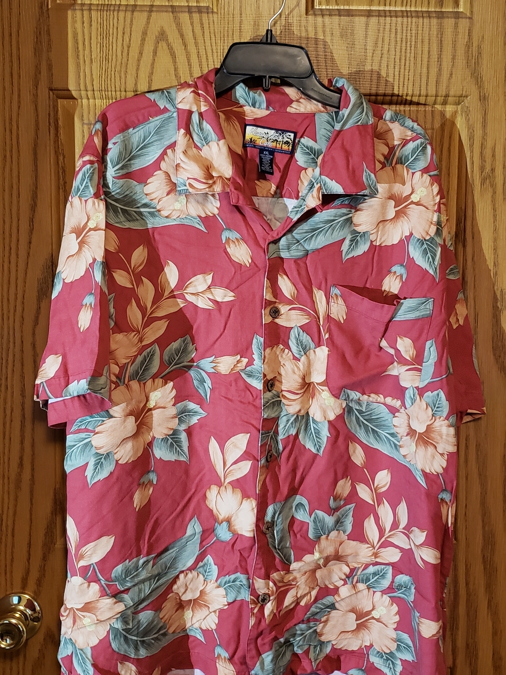 Men's Casual Short-Sleeve Button-Down Shirt - Rose Pink Floral. Xxl.